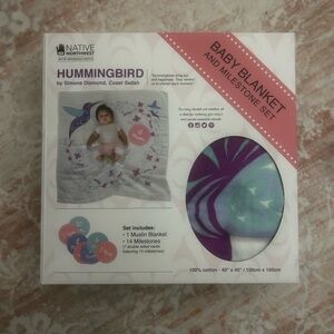 Native Hummingbird Baby Blanket Set - Purple and Blue